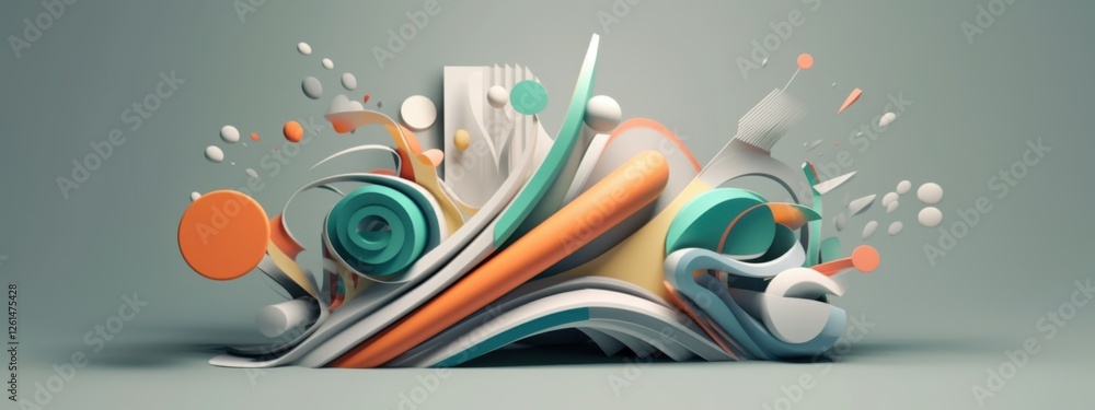 Aufkleber abstract colorful composition with curves and shapes highlighting modern design elements