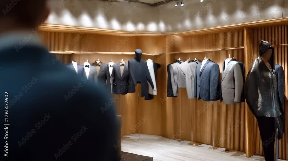 Aufkleber businessman customizing tailored suit using advanced touchscreen technology, merging digital design 