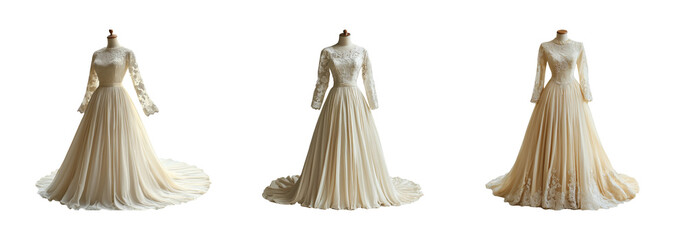 Elegant Wedding Dresses on Transparent Background