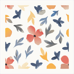 Floral decorative pattern with different flowers and plants, summer design, vector background.