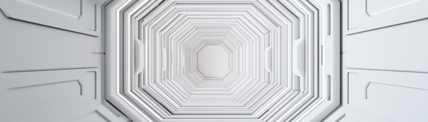 Obraz premium Abstract View of Geometric White Tunnel with Hexagonal Shapes