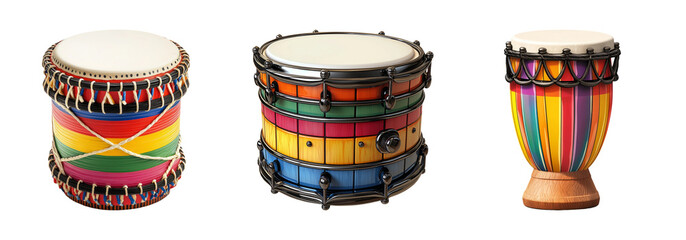 Colorful Drums on Transparent Background