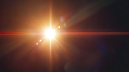 Bright golden light flares and lens bokeh on a dark background.  Perfect for overlay or background.  Dramatic and radiant.