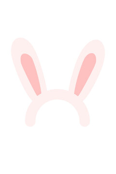 Cute bunny ears headband in soft pink pastel colors. Minimal design illustration perfect for Easter, party props, costume accessories, and children's designs. Simple vector art on white background