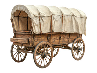 Vintage Wooden Wagon on Transparent Background