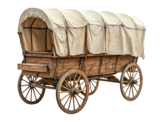 Vintage Wooden Wagon on Transparent Background