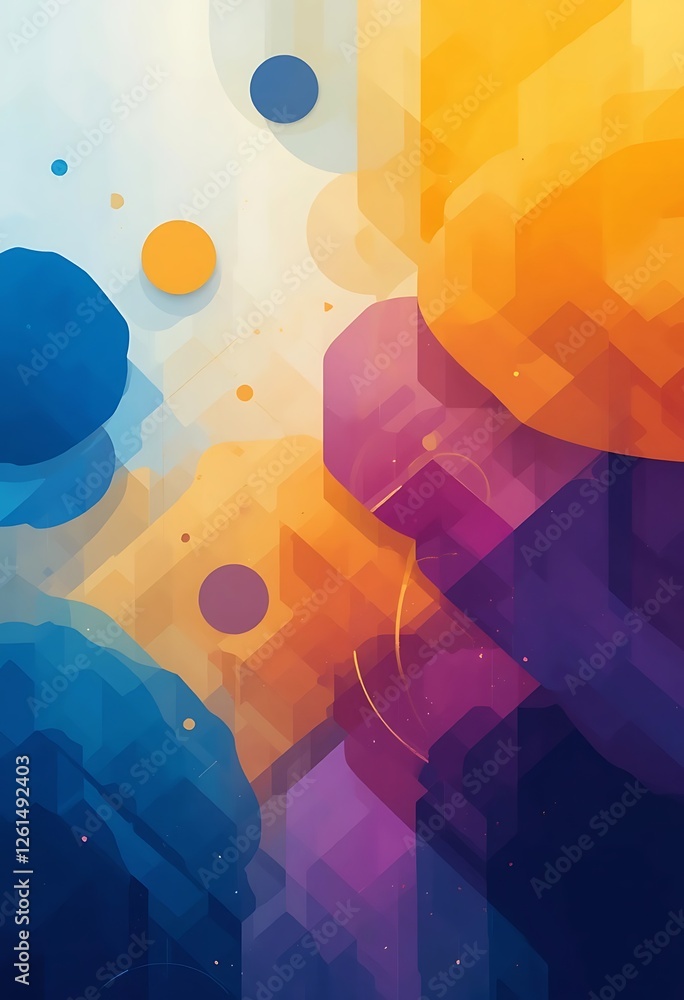 Poster abstract geometric composition with vibrant colors and modern design elements