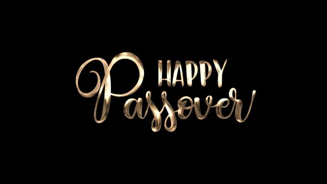 Animated  happy passover in gold lettering, ideal for festive greetings, social media posts, invitations, religious celebrations, and printed materials.