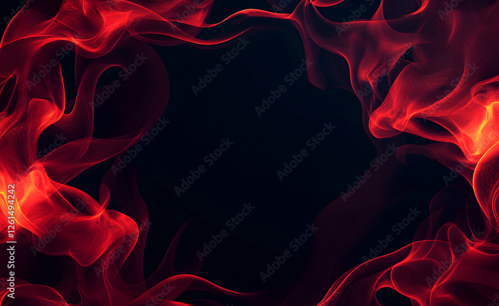 Poster abstract fiery aura enveloping an obsidian void, evoking the ethereal dance of energy and shadow in 