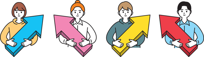 思いやり（ベクトル）を持った男女のイラスト素材セット