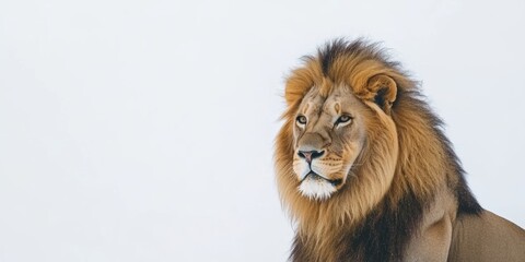 Majestic lion resting in a serene environment during daylight in the wild