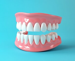 Obraz premium Exploring Human Teeth Structure: A 3D Model Shows Molar, Incisor, Canine, Premolar, Gum, Enamel, Dentin, Root Canal, and Dental Anatomy Details with Amazing Clarity.