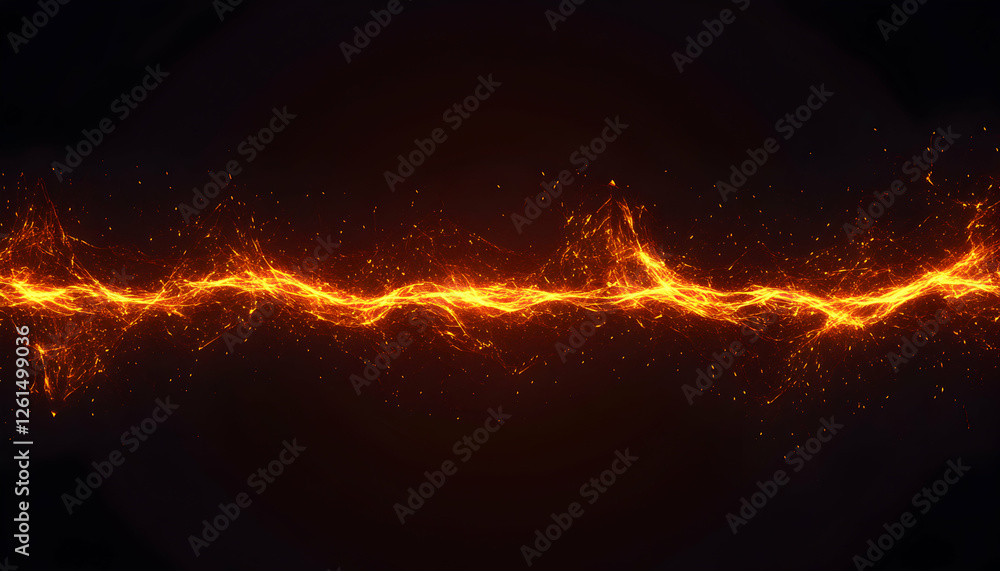 Fototapete energetic waveform, a dynamic digital rendering of golden energy undulating against a dark backdrop,
