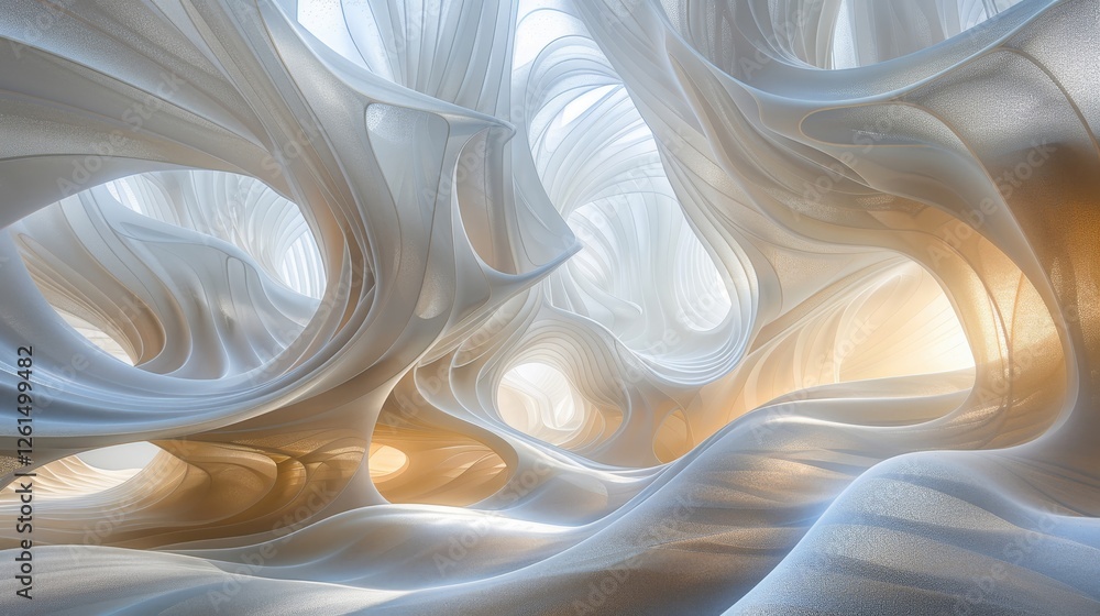 Poster this composition showcases abstract textured forms that mimic natural elements against a soft backgr