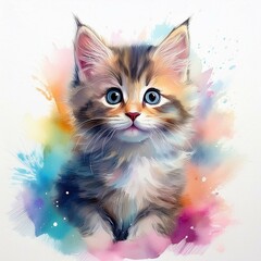 Fototapeta premium Niedliches Kätzchen, weißer Hintergrund