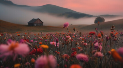 Spring field of flowers