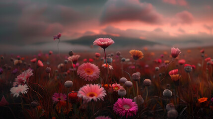 Spring field of flowers
