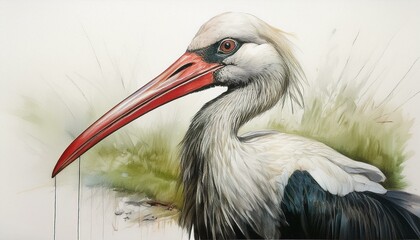 Storch, weißer Hintergrund