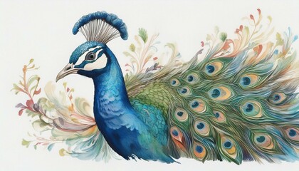 H&uuml;bscher Pfau, wei&szlig;er Hintergrund