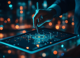 Interactive data visualization on a touch screen, bridging human ingenuity and digital exploration, with an emphasis on cutting edge technology