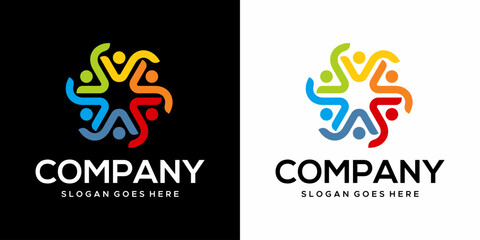 colored vector logo of human community association