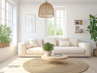 Modern Beige Living Room Interior Design