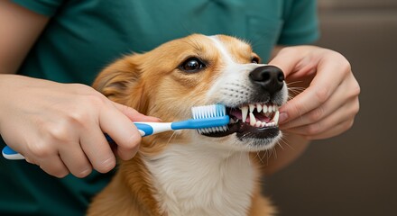 Dog Teeth Brushing Pet Dental Care Close-up