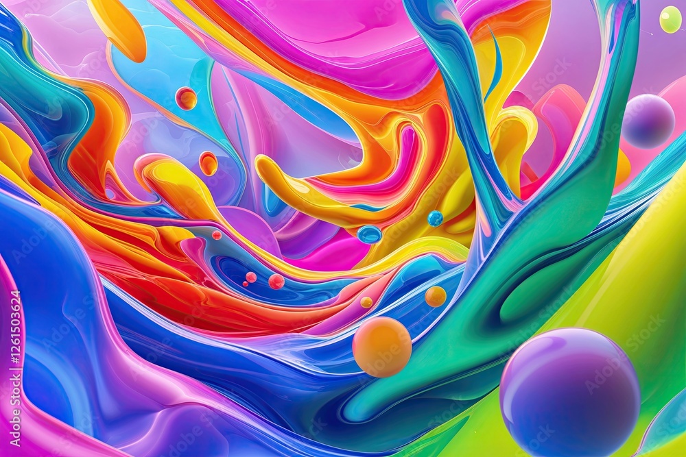 Poster vibrant abstract background featuring fluid shapes and dynamic colorful orbs
