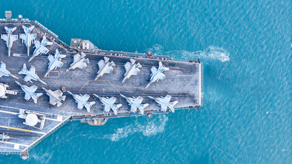 Nuclear war ship, Navy ship, Military navy. nuclear carrier running in the ocean. Military navy...