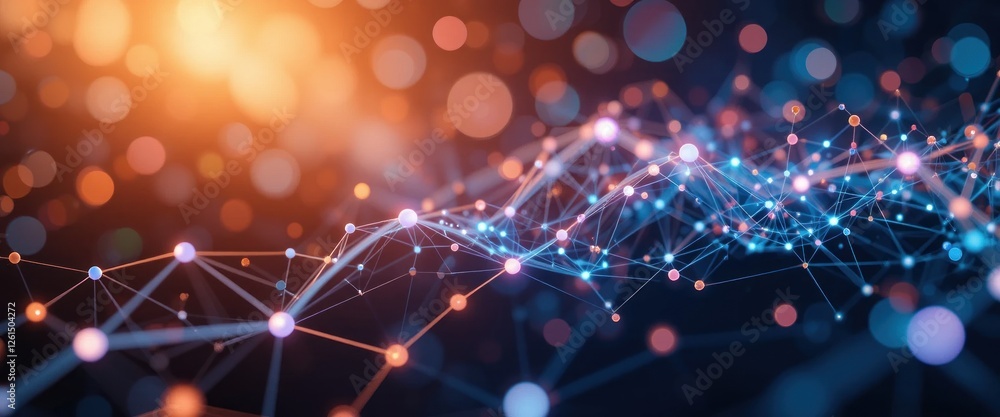 Poster Abstract network connection structure with glowing nodes and lines concept