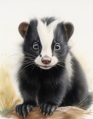 Niedliches kleines Stinktier, wei&szlig;er Hintergrund