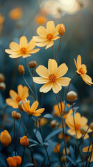 Spring field of yellow flowers