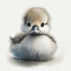 Obraz premium Niedlicher kleiner Schwan, weißer Hintergrund