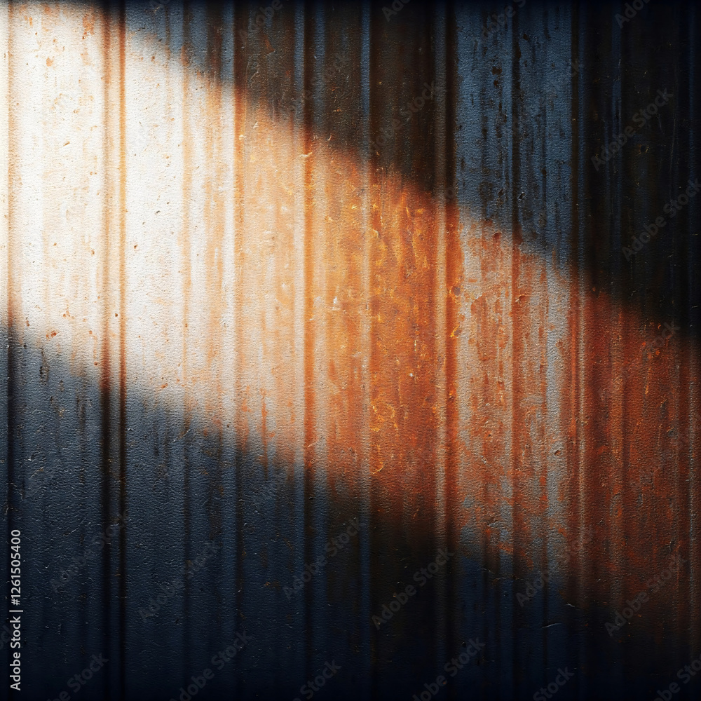 Poster a rusted metal surface with a gradient of light and shadow, creating a visually striking contrast ge