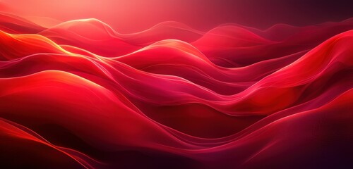 Obraz premium Flowing red waves design with soft shadows and clean lines, creating a smooth and modern backdrop.