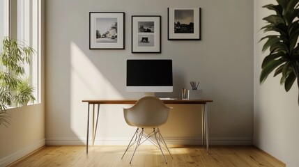 Modern Home Office with Desk and Chair