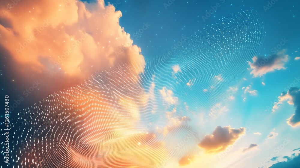 Fototapete abstract dynamic design featuring an explosive zoom effect with clouds and a gradient sky