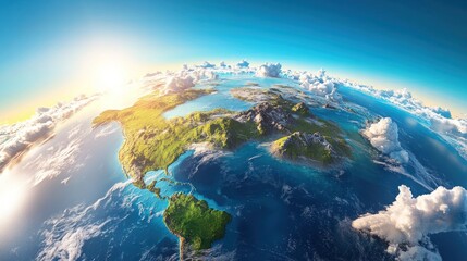 Fototapeta premium Stunning Aerial View of Earth's Americas, Sunrise Cloudscape