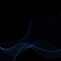 Color light blue on black background. Abstract waves design. Eps 10
