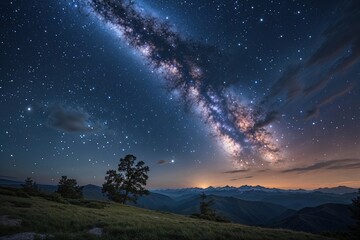 Fototapeta premium Enchanting Night Sky with Sparkling Stars on a Boundless Canvas