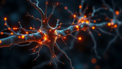 Obraz premium Stunning Microscopic View of a Neuron: Brain Cell Structure & Function