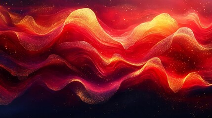 Semi transparent snake weaving through an abstract scenery of glowing red and gold waves