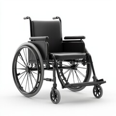 Fototapeta premium Realistic photo of a wheelchair with wheels and seat isolated on a white background for accessibility concepts