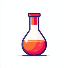 Vector beaker with liquid inside flat design icon isolated on white background for laboratory and science use