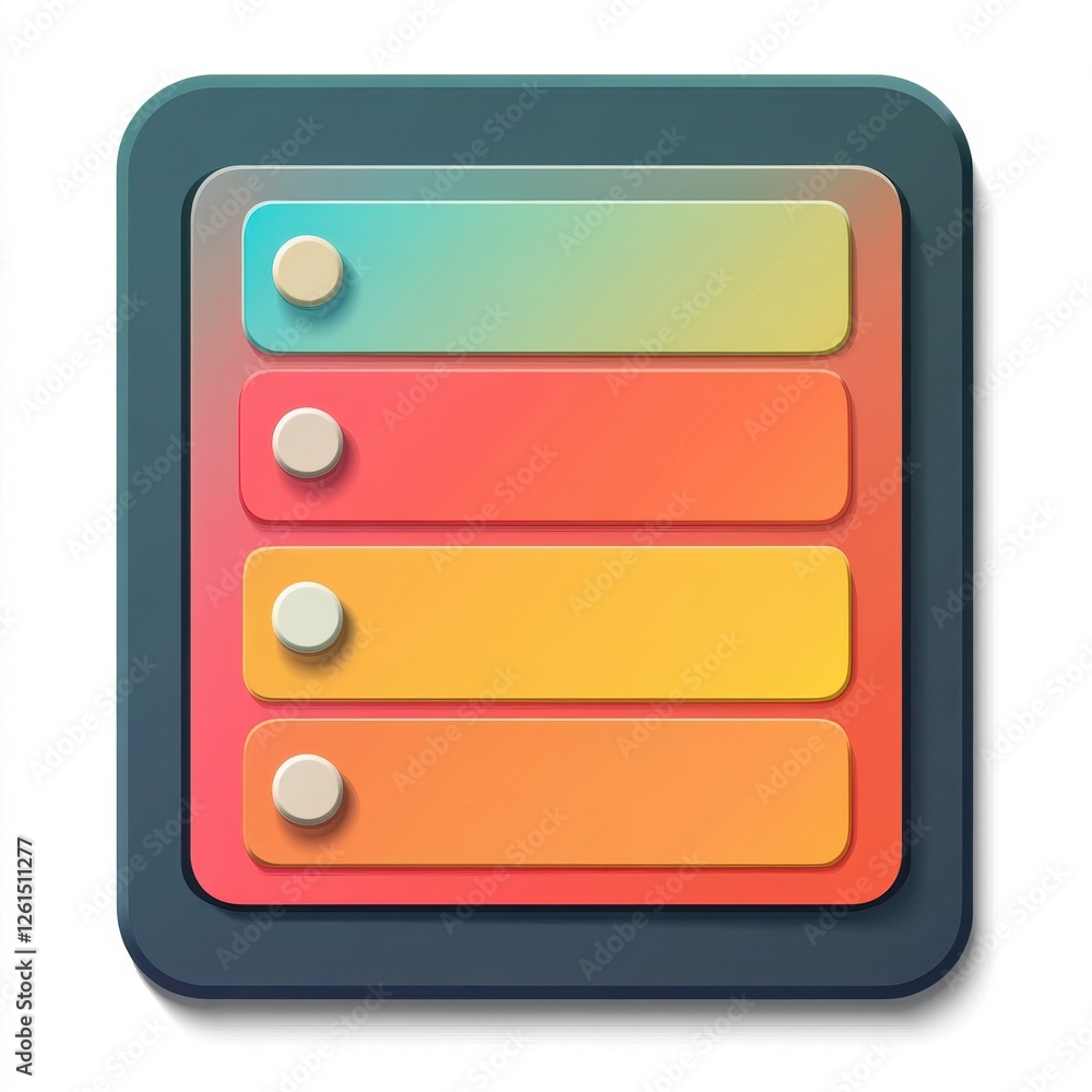 Poster colorful app icon featuring button and vector clipboard flat design isolated on white background