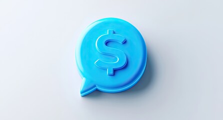 Fototapeta premium Light Blue Dollar Icon in Speech Bubble on Light Grey Background