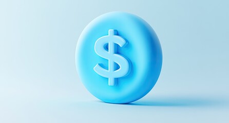Obraz premium Light Blue Dollar Sign Icon on Light Blue Background