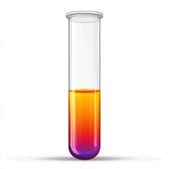 Test tube filled with orange liquid and vector icon design isolated on white background