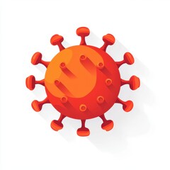 Fototapeta premium Red virus icon with long shadow in flat design isolated on white background for medical and health themes