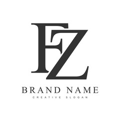 FZ trendy logotype template. Initial letter f and z classic font style. Creative logo for company name or identity.